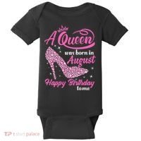 Queens Are Born In August Funny August Birthday Gift Baby Bodysuit thumb 0