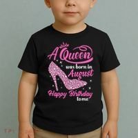 Queens Are Born In August Funny August Birthday Gift Toddler T-Shirt thumb 2