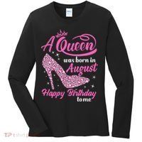Queens Are Born In August Funny August Birthday Gift Women's Long Sleeve Shirt thumb 0