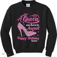 Queens Are Born In August Funny August Birthday Gift Kids Sweatshirt thumb 0