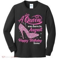 Queens Are Born In August Funny August Birthday Gift Kids Long Sleeve Shirt thumb 0