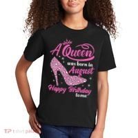 Queens Are Born In August Funny August Birthday Gift Kids T-Shirt thumb 2