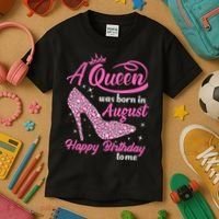 Queens Are Born In August Funny August Birthday Gift Kids T-Shirt thumb 3