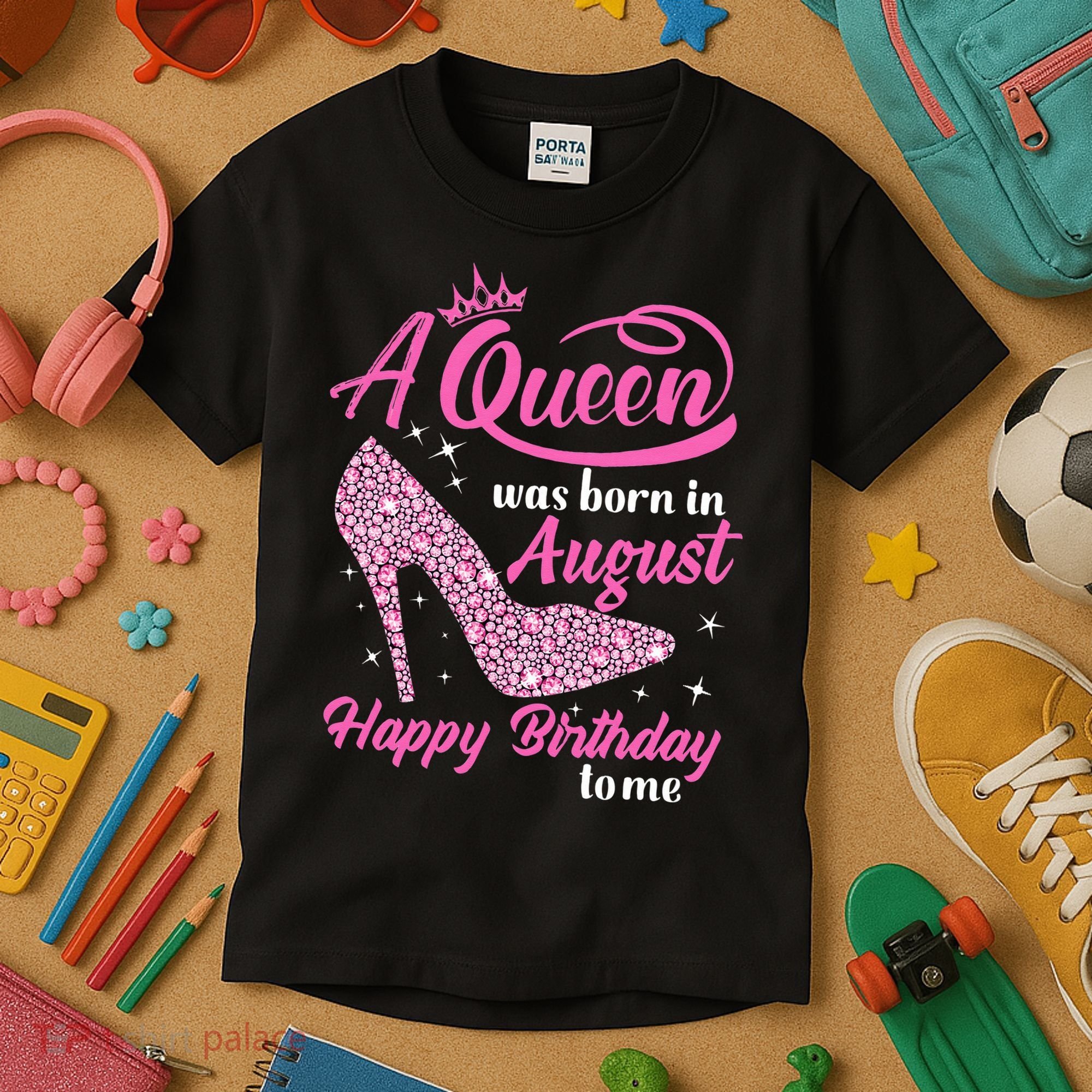 Queens Are Born In August Funny August Birthday Gift Kids T-Shirt