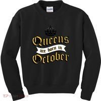 Queens Are Born In October Kids Sweatshirt thumb 0