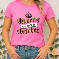 Queens Are Born In October Women's T-Shirt thumb 2