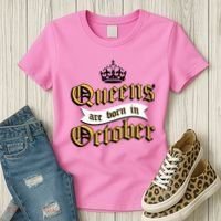 Queens Are Born In October Women's T-Shirt thumb 3