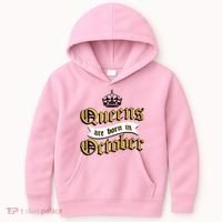 Queens Are Born In October Kids Hoodie thumb 0