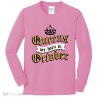 Queens Are Born In October Kids Long Sleeve Shirt thumb 0