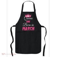 Queens Are Born In March Distressed Birthday Gift Apron thumb 0