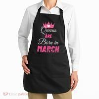 Queens Are Born In March Distressed Birthday Gift Apron thumb 2