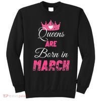 Queens Are Born In March Distressed Birthday Gift Sweatshirt thumb 0