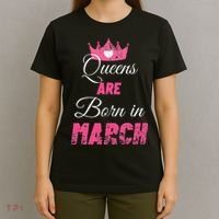 Queens Are Born In March Distressed Birthday Gift T-Shirt thumb 4