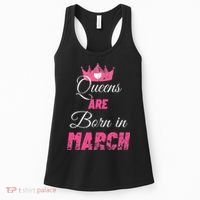 Queens Are Born In March Distressed Birthday Gift Women's Tank Top thumb 0