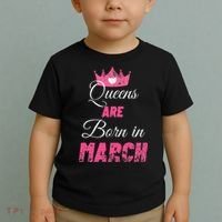 Queens Are Born In March Distressed Birthday Gift Toddler T-Shirt thumb 2