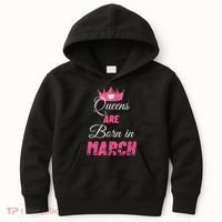 Queens Are Born In March Distressed Birthday Gift Kids Hoodie thumb 0