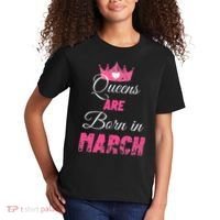 Queens Are Born In March Distressed Birthday Gift Kids T-Shirt thumb 2