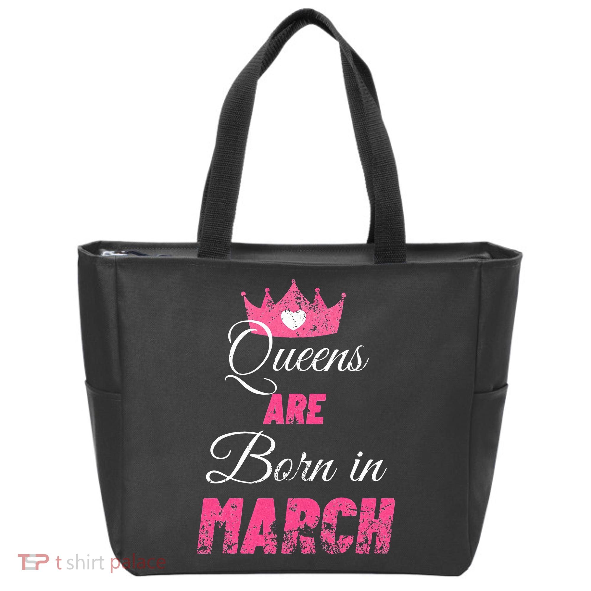 Queens Are Born In March Distressed Birthday Gift Tote Bag