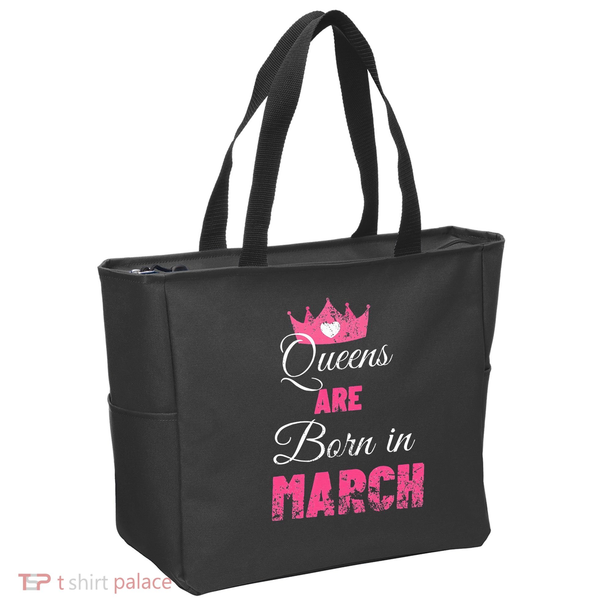Queens Are Born In March Distressed Birthday Gift Tote Bag