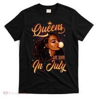 Queen Are Born In July Cancer Leo Black Women Birthday T-Shirt thumb 0