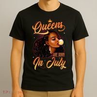 Queen Are Born In July Cancer Leo Black Women Birthday T-Shirt thumb 3