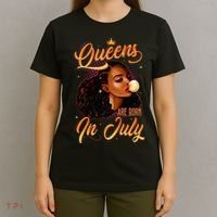 Queen Are Born In July Cancer Leo Black Women Birthday T-Shirt thumb 4
