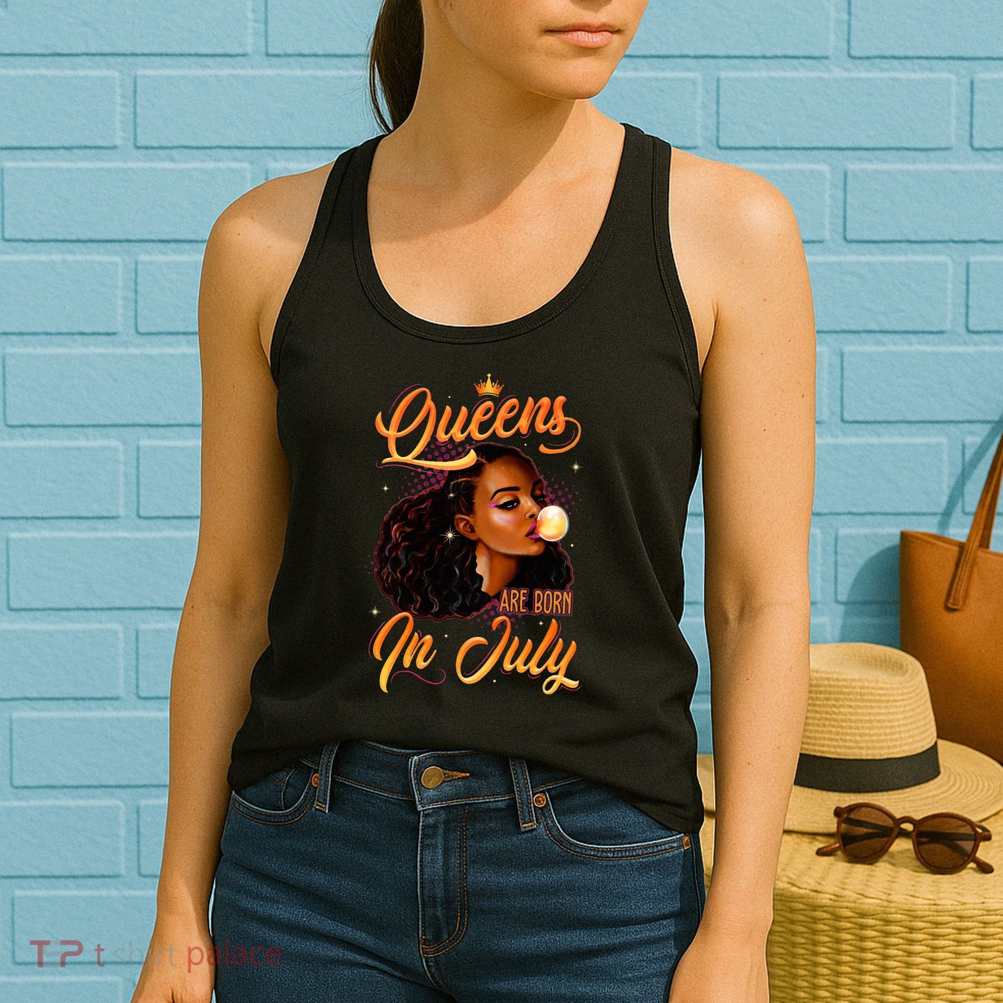 Queen Are Born In July Cancer Leo Black Women Birthday Women's Tank Top