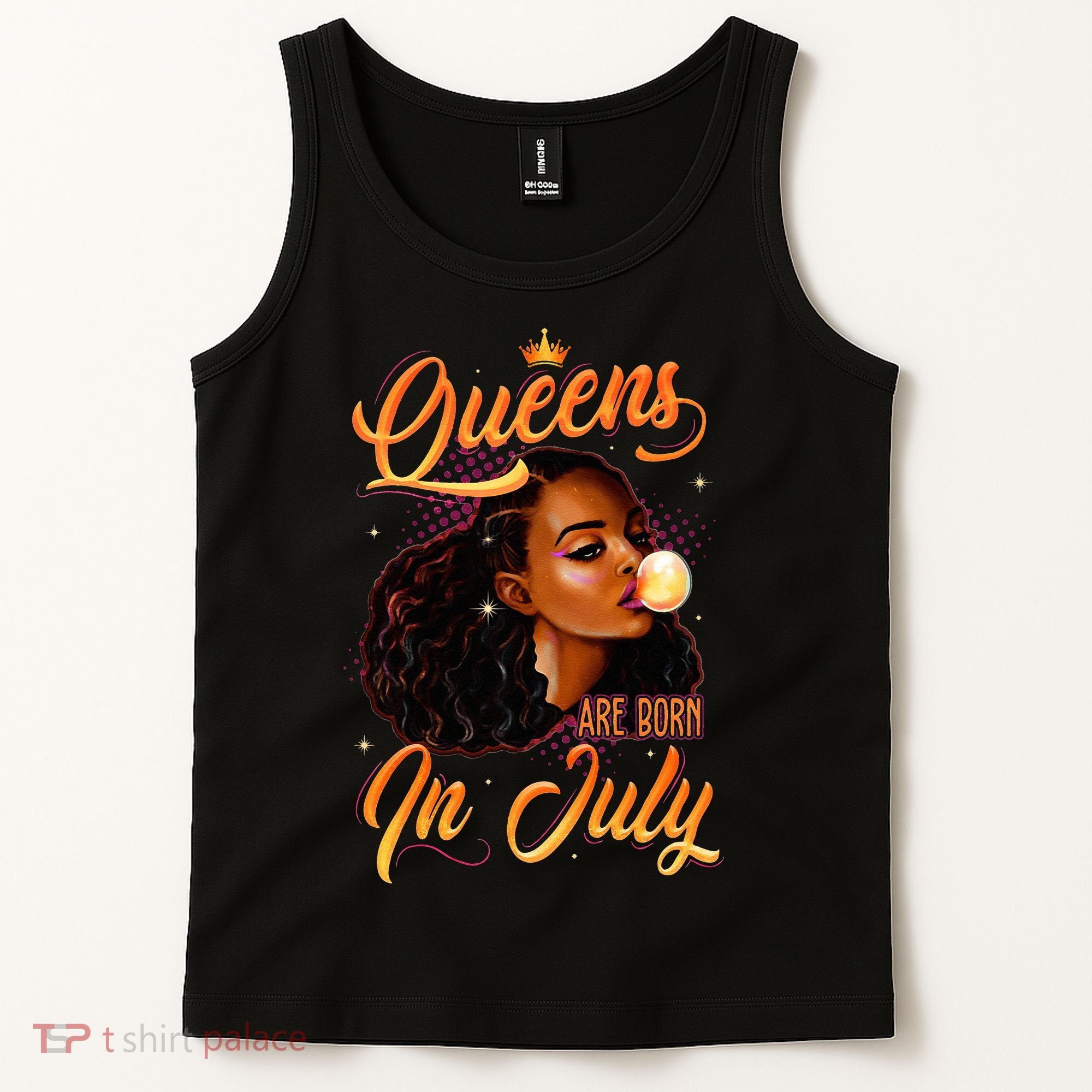 Queen Are Born In July Cancer Leo Black Women Birthday Tank Top