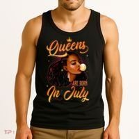 Queen Are Born In July Cancer Leo Black Women Birthday Tank Top thumb 3