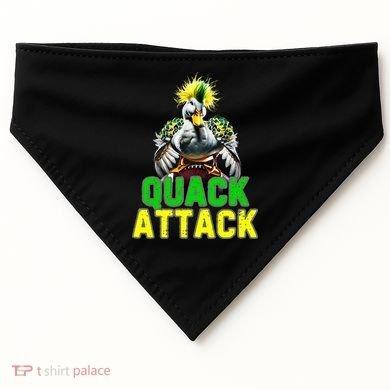 Quack Attack By Angry White Green And Yellow Duck USA-Made Doggie Bandana