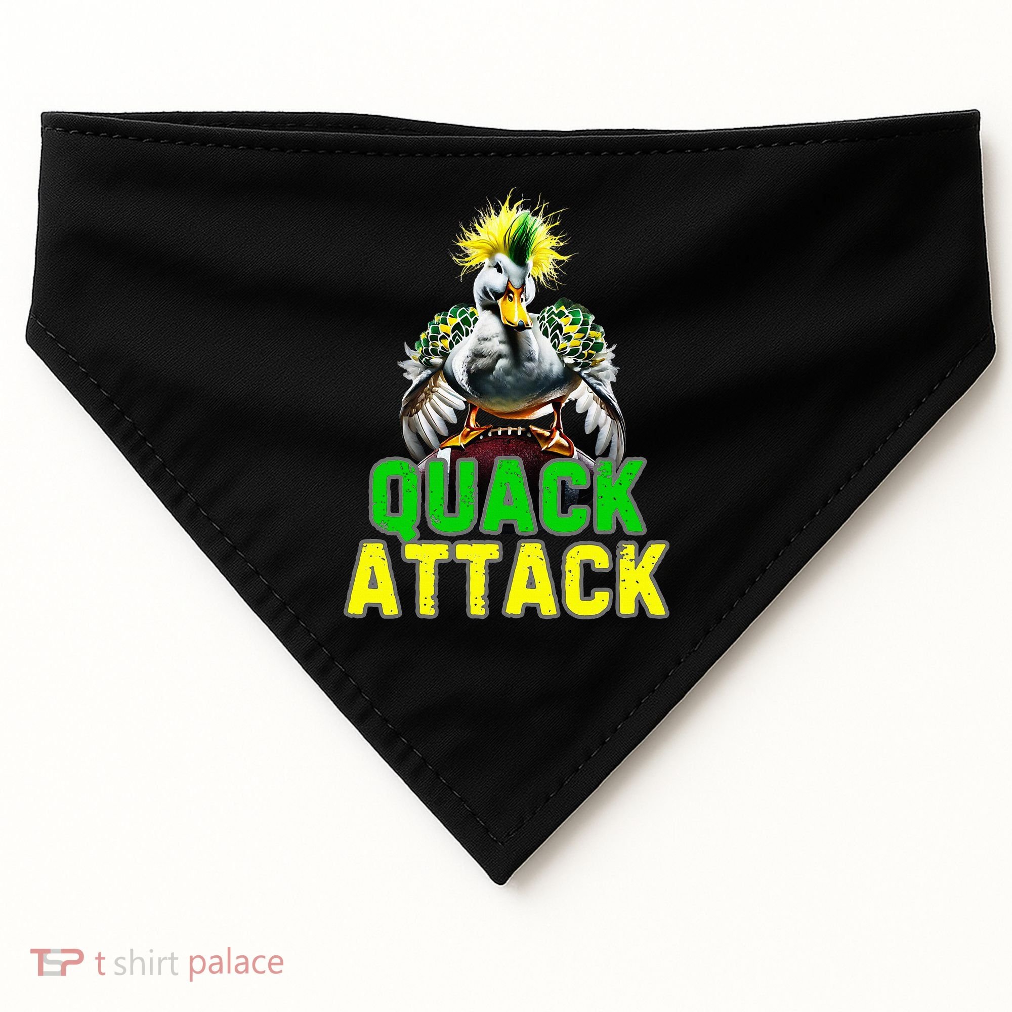 Quack Attack By Angry White Green And Yellow Duck USA-Made Doggie Bandana