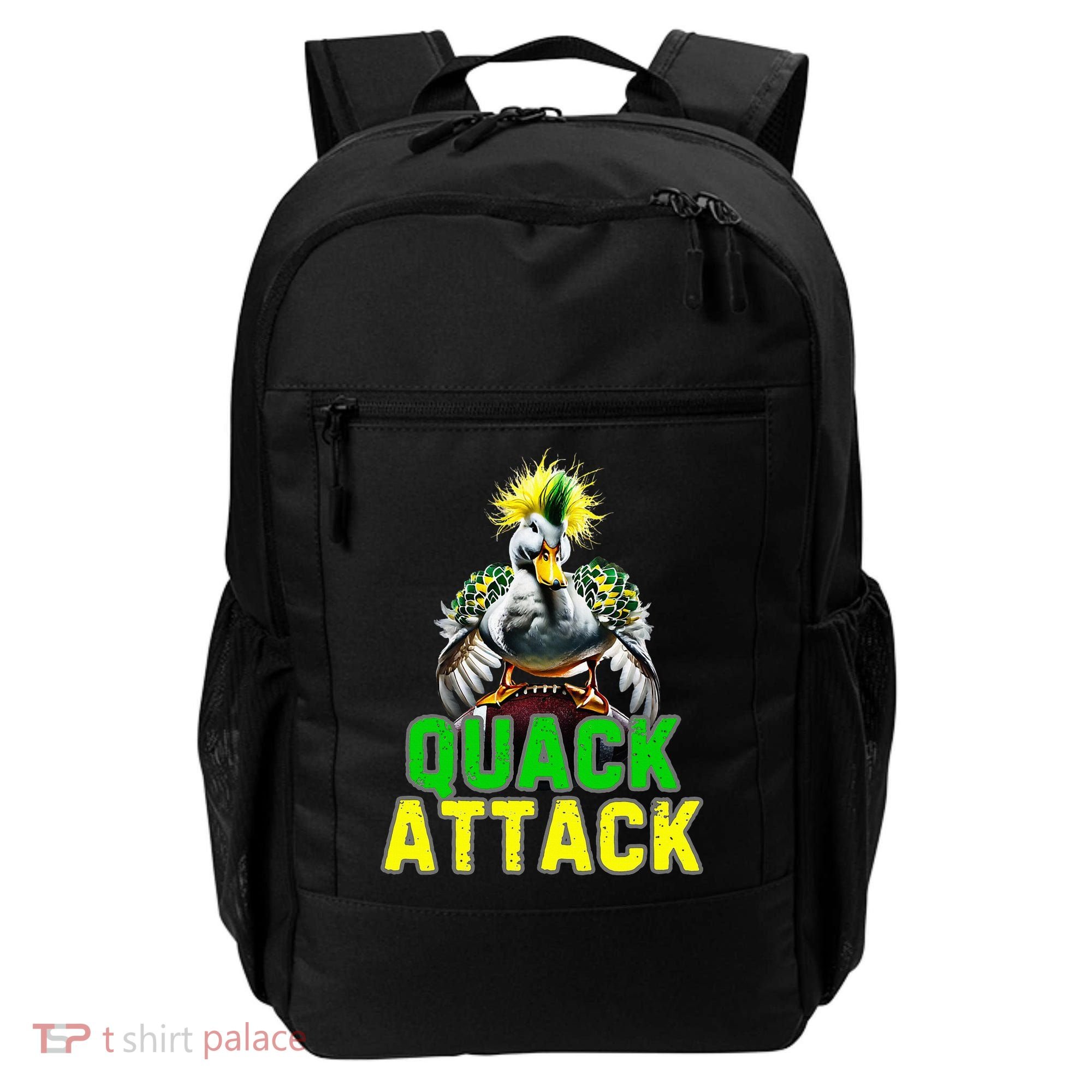 Quack Attack By Angry White Green And Yellow Duck Backpack