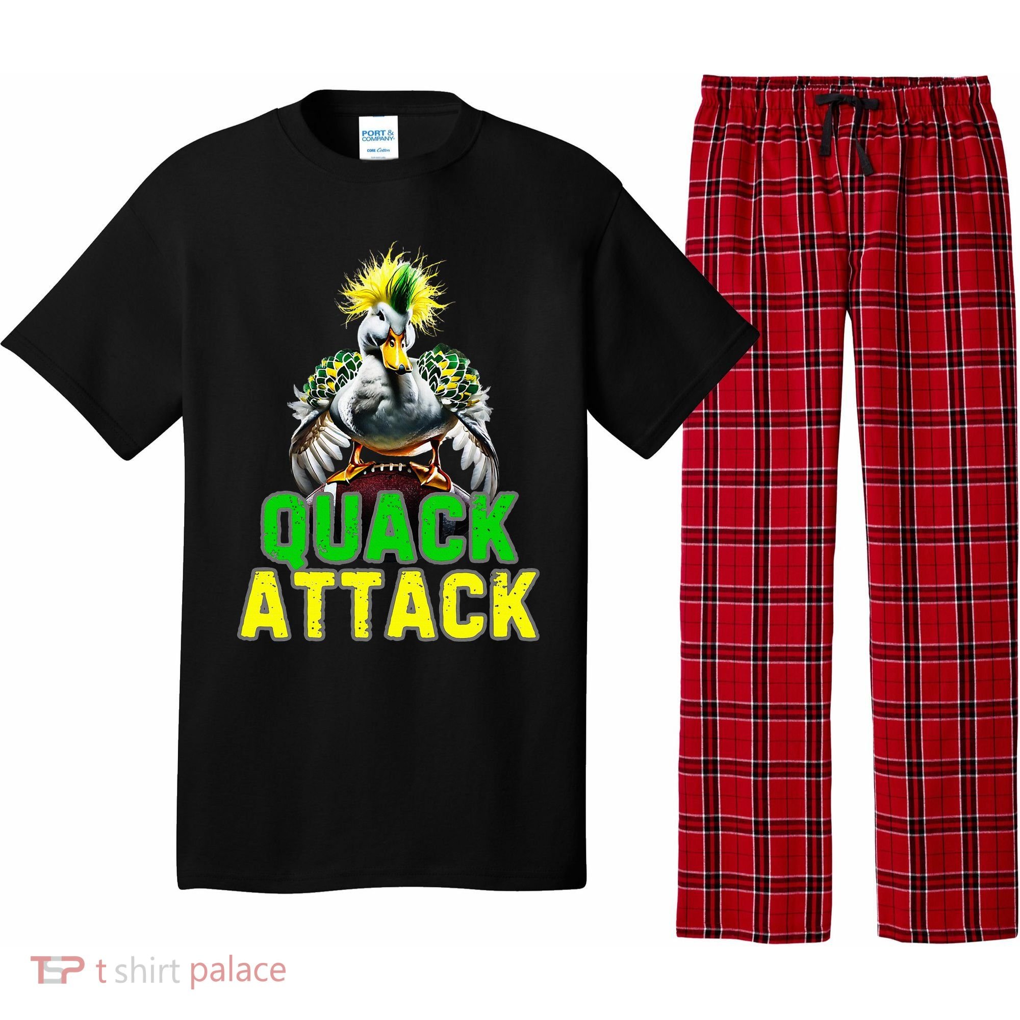 Quack Attack By Angry White Green And Yellow Duck Pajama Set