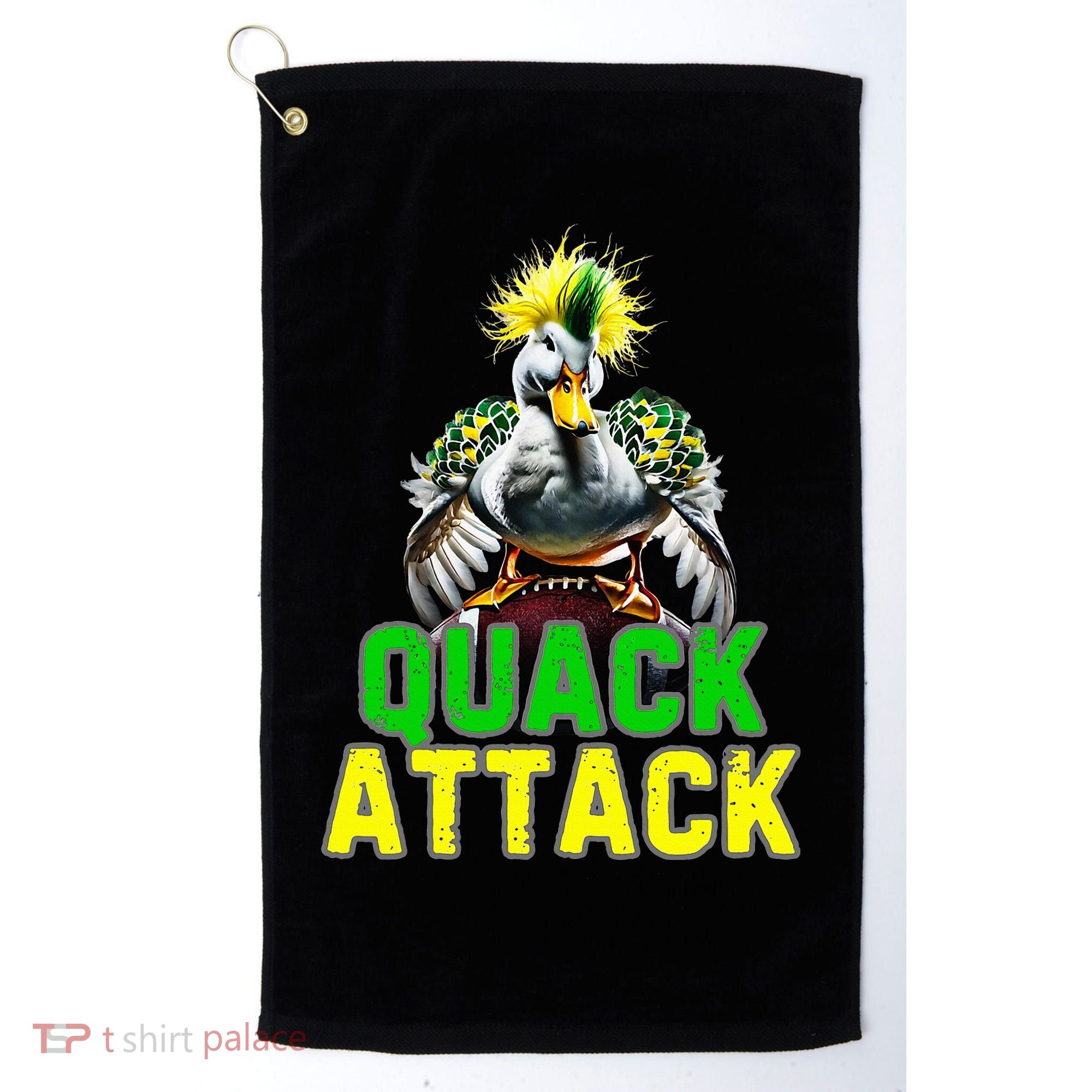 Quack Attack By Angry White Green And Yellow Duck Golf Towel