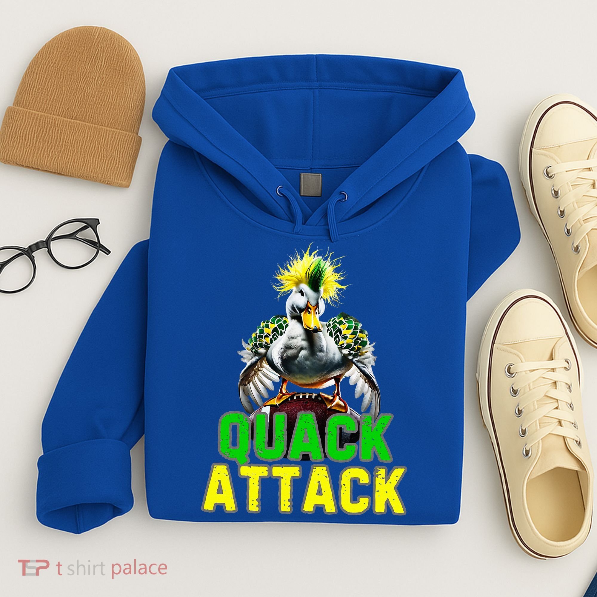 Quack Attack By Angry White Green And Yellow Duck Hoodie