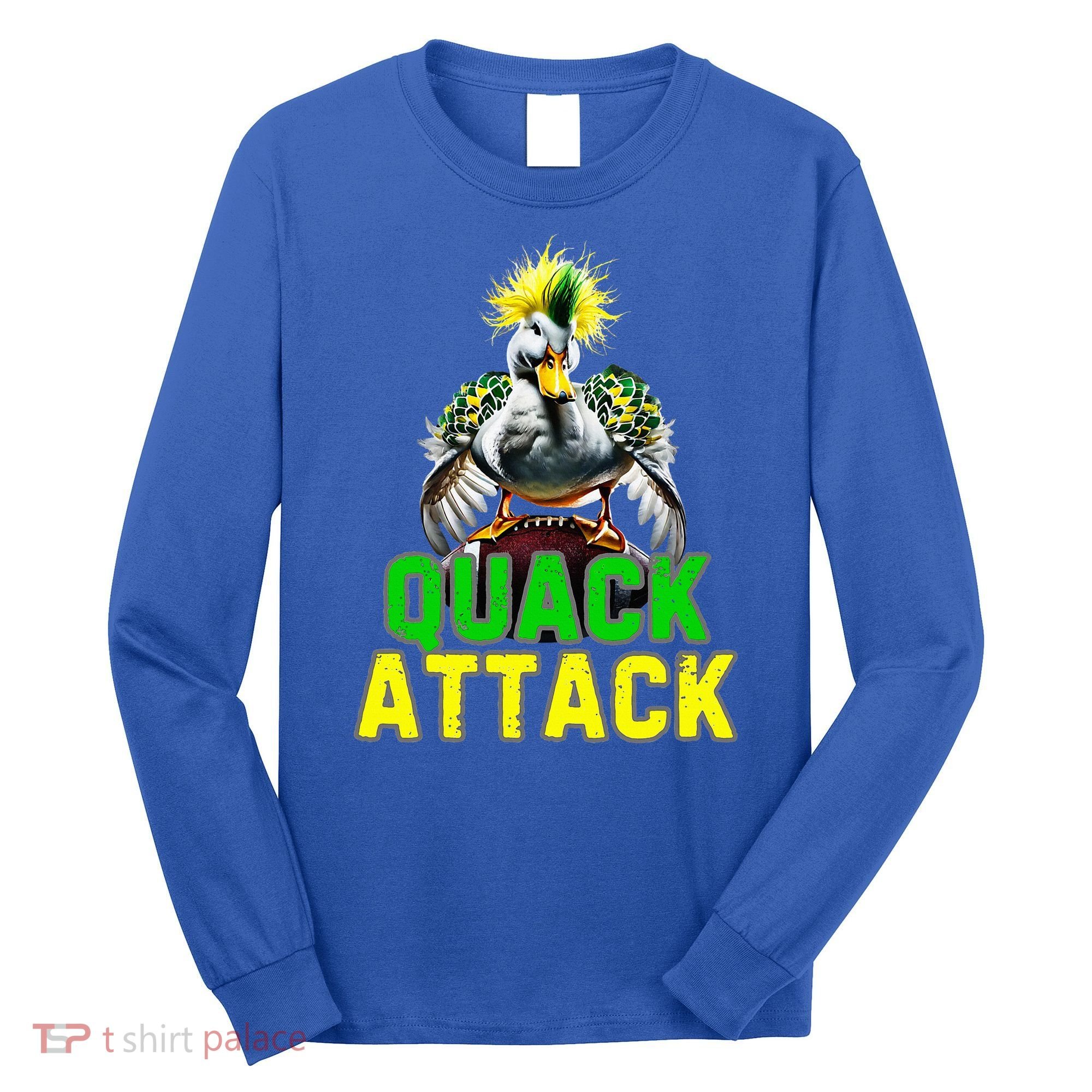 Quack Attack By Angry White Green And Yellow Duck Long Sleeve Shirt