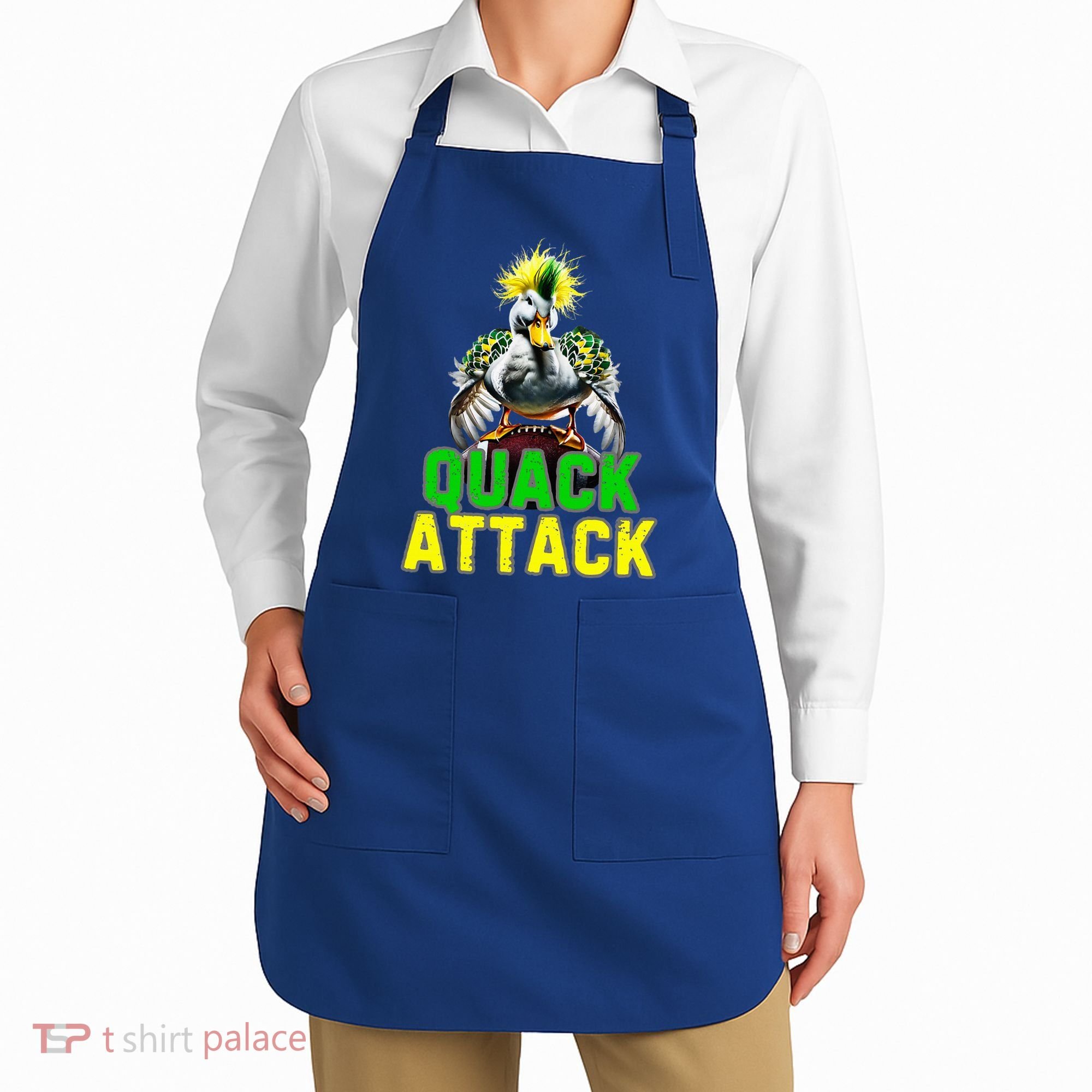 Quack Attack By Angry White Green And Yellow Duck Apron