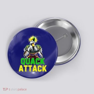 Quack Attack By Angry White Green And Yellow Duck Button