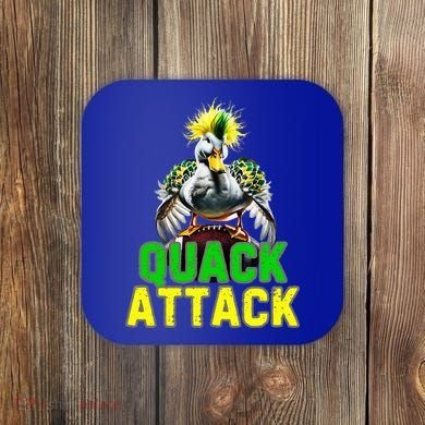 Quack Attack By Angry White Green And Yellow Duck Coaster