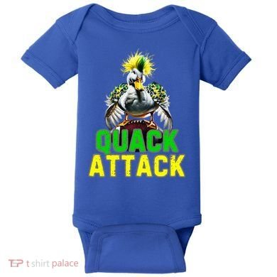 Quack Attack By Angry White Green And Yellow Duck Baby Bodysuit