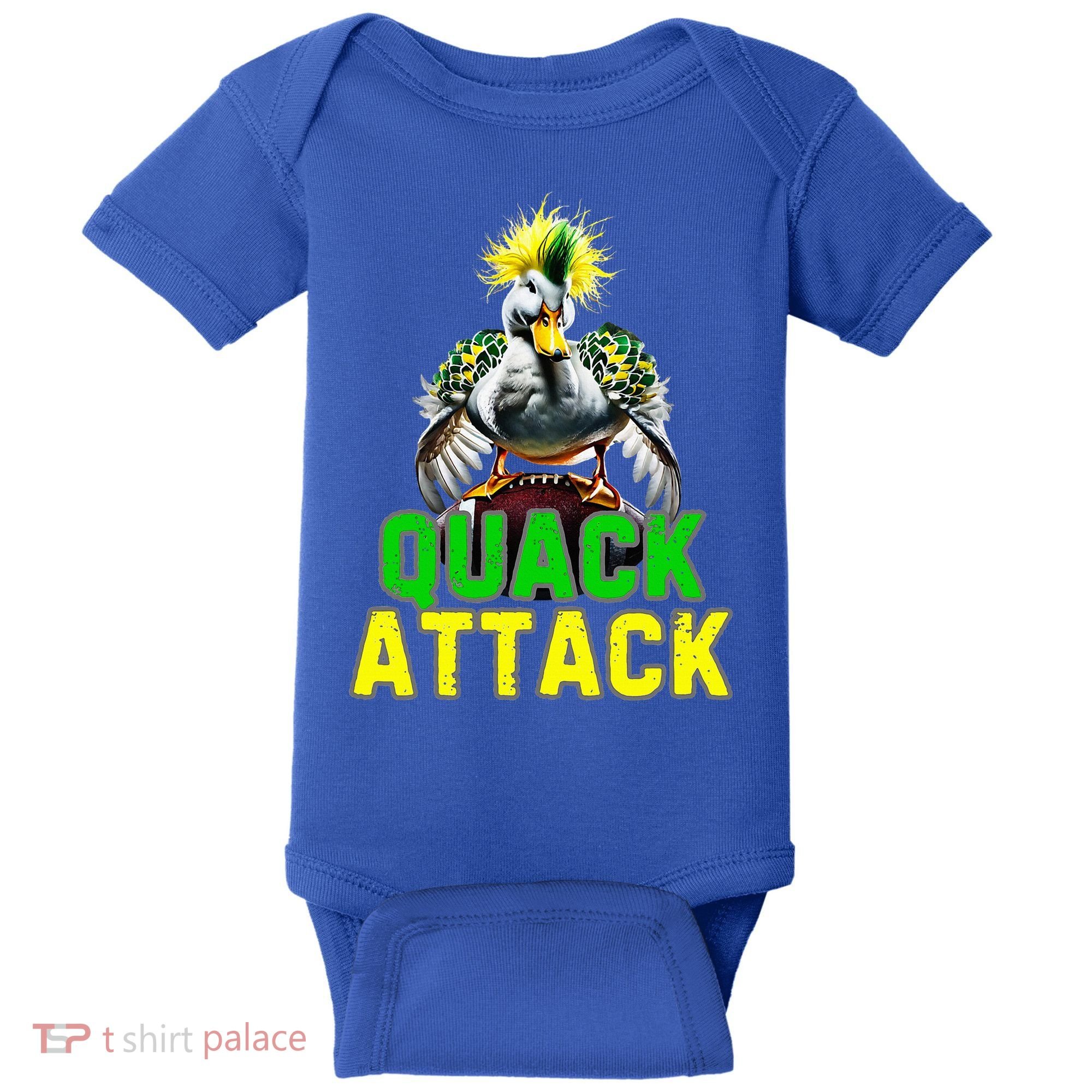 Quack Attack By Angry White Green And Yellow Duck Baby Bodysuit