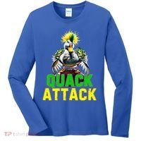 Quack Attack By Angry White Green And Yellow Duck Women's Long Sleeve Shirt thumb 0