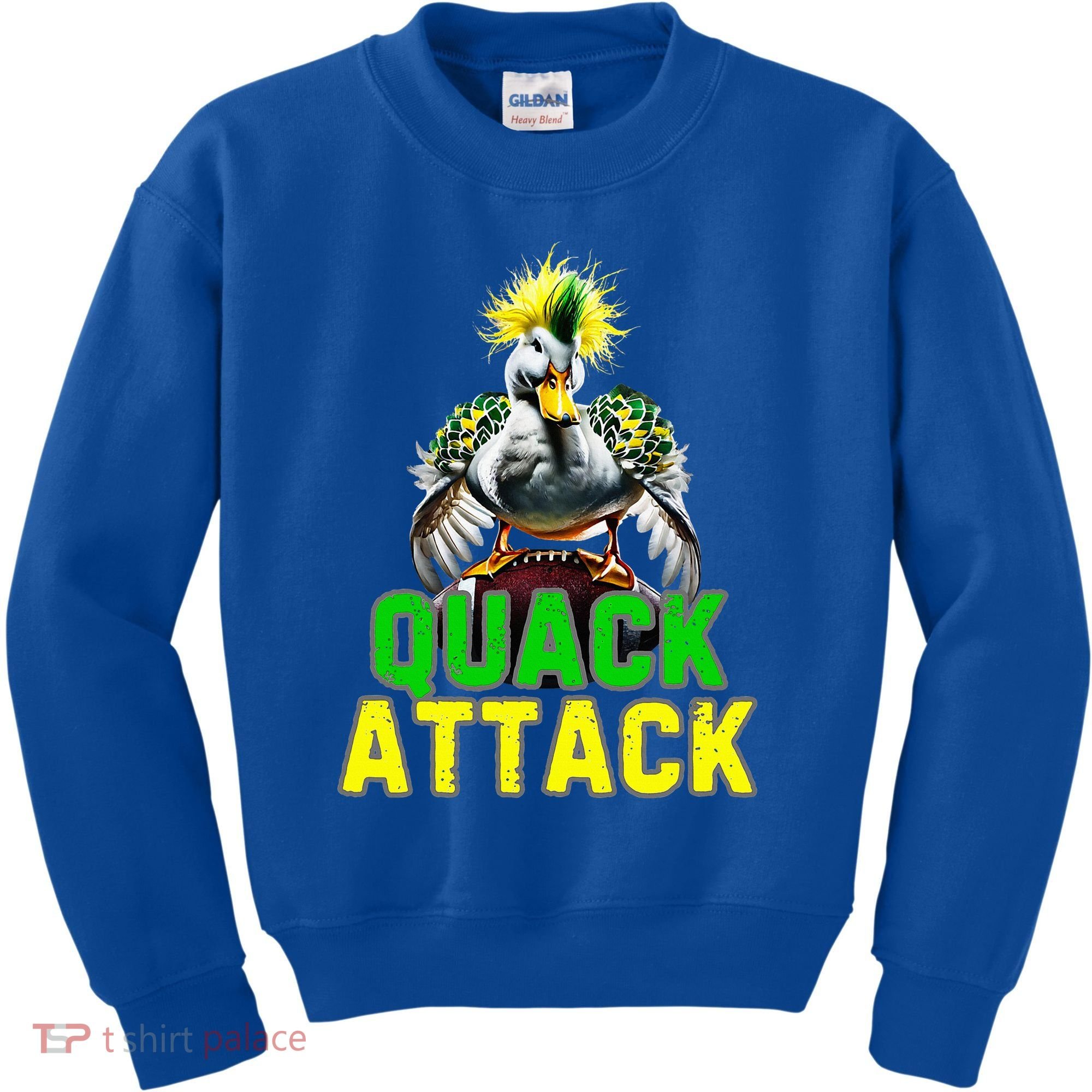 Quack Attack By Angry White Green And Yellow Duck Kids Sweatshirt