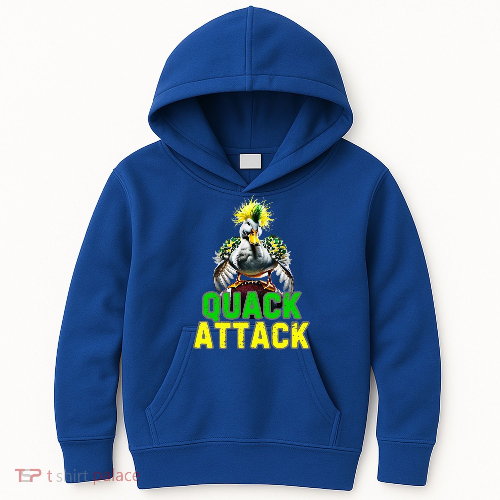 Quack Attack By Angry White Green And Yellow Duck Kids Hoodie