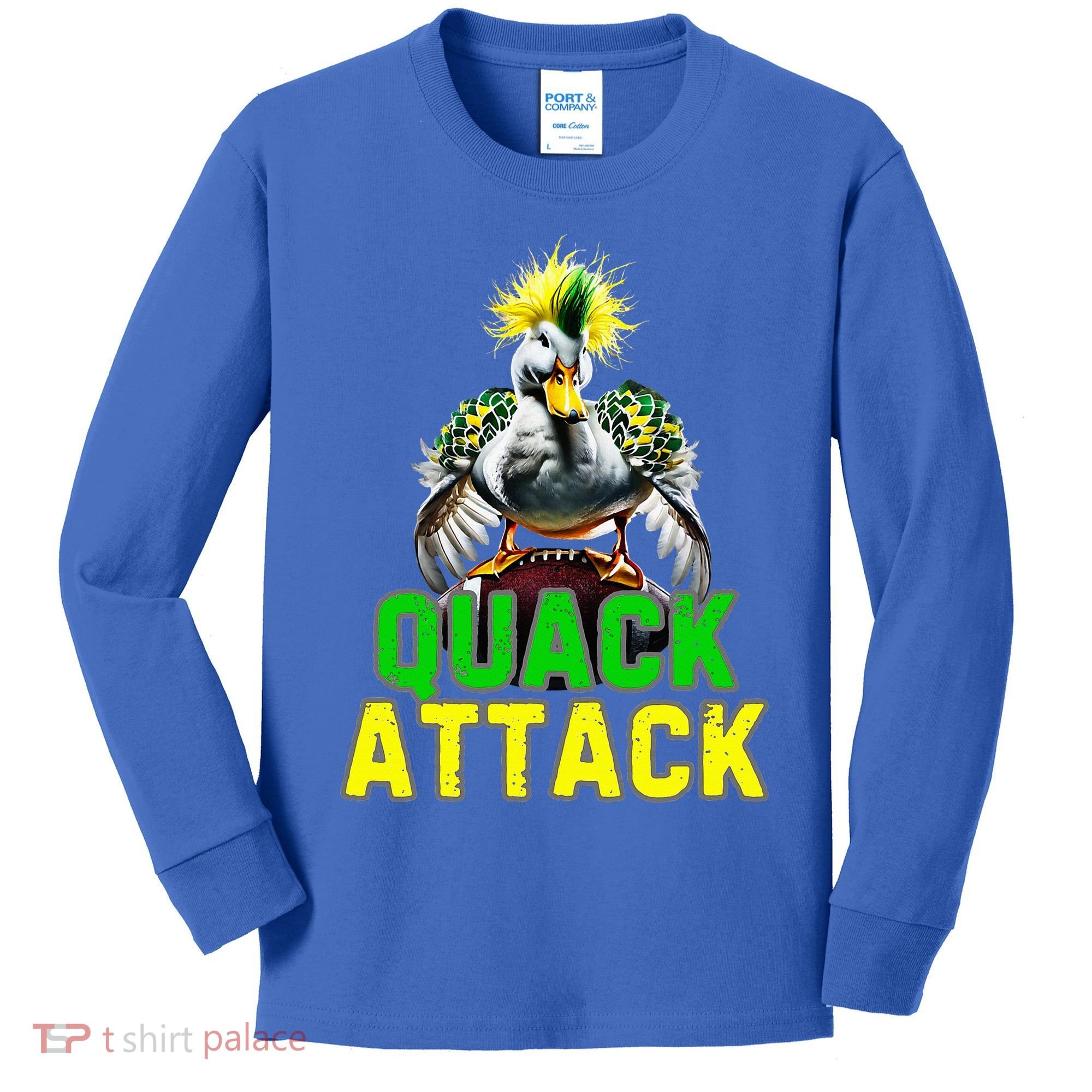 Quack Attack By Angry White Green And Yellow Duck Kids Long Sleeve Shirt