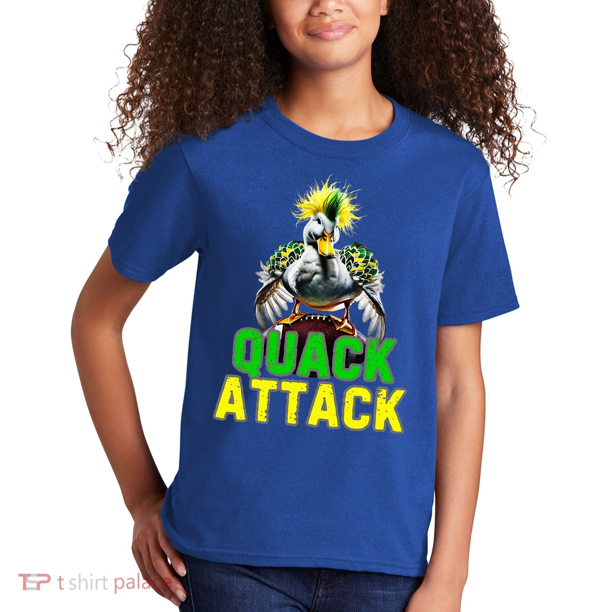 Quack Attack By Angry White Green And Yellow Duck Kids T-Shirt