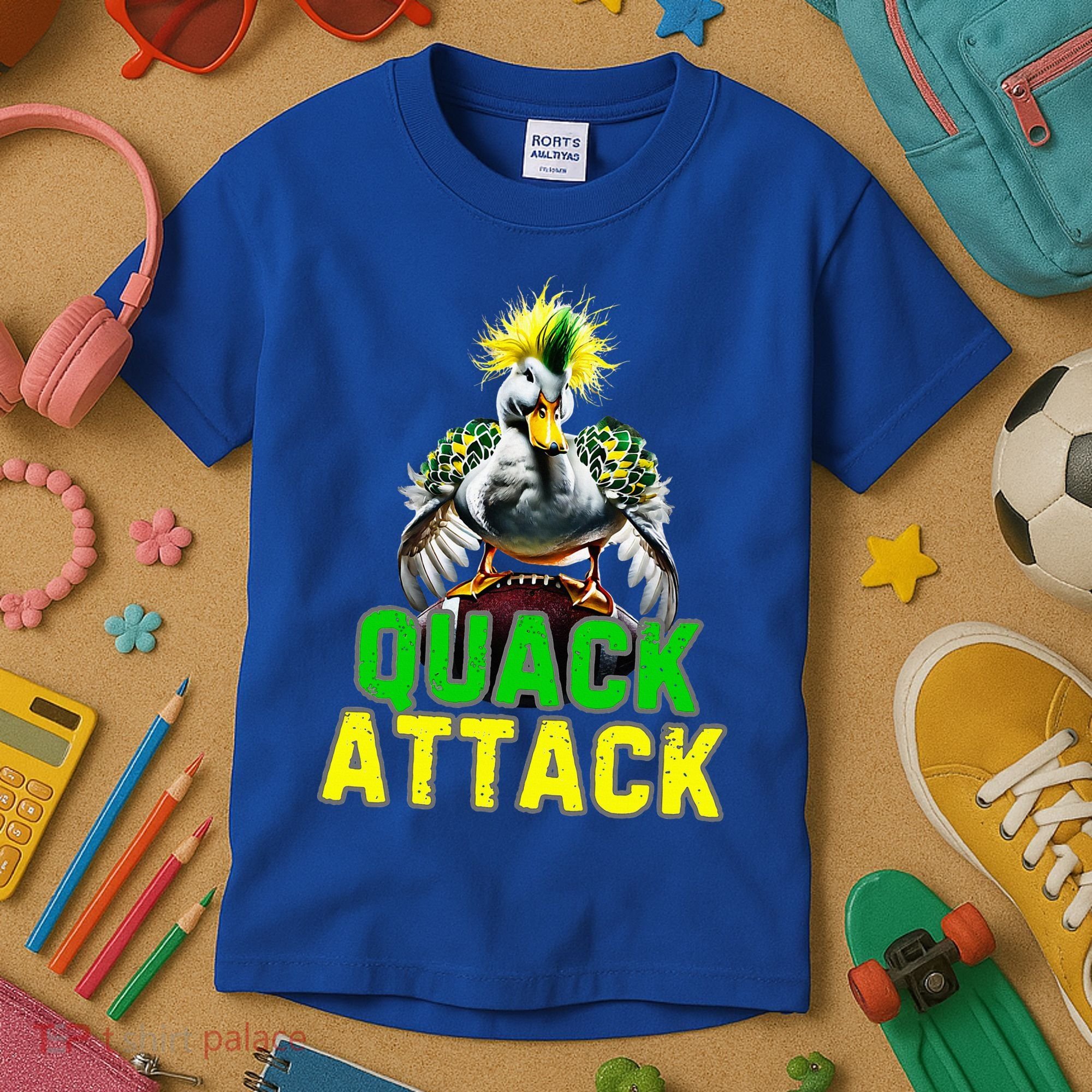 Quack Attack By Angry White Green And Yellow Duck Kids T-Shirt