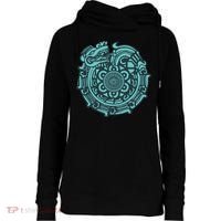 Quetzalcoatl Aztec Dragon God Womens Funnel Neck Pullover Hood thumb 0