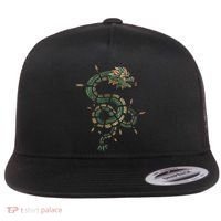 Quetzalcoatl Aztec Feathered Serpent Mayan Inca Toltec Flat Bill Trucker Hat thumb 0
