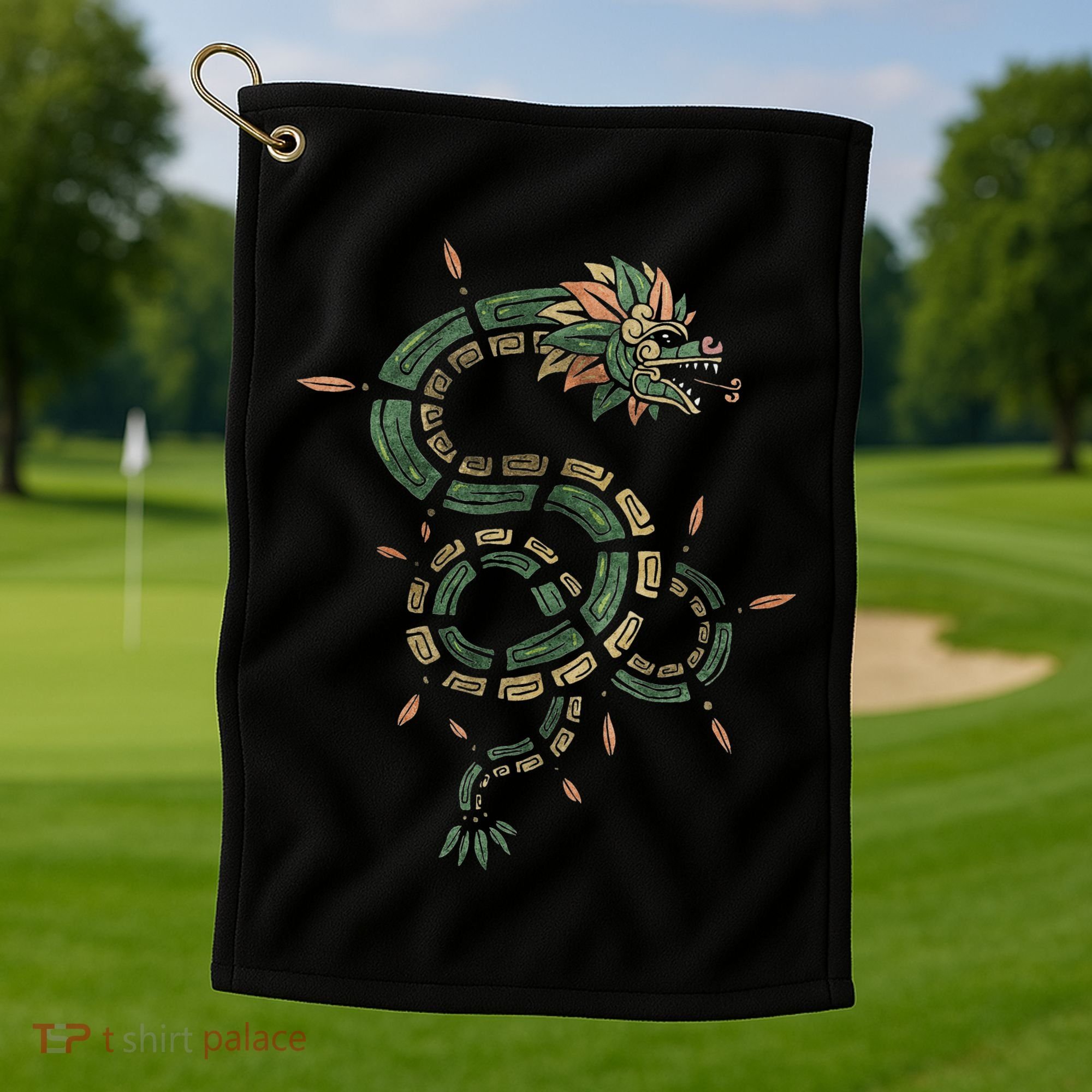 Quetzalcoatl Aztec Feathered Serpent Mayan Inca Toltec Golf Towel